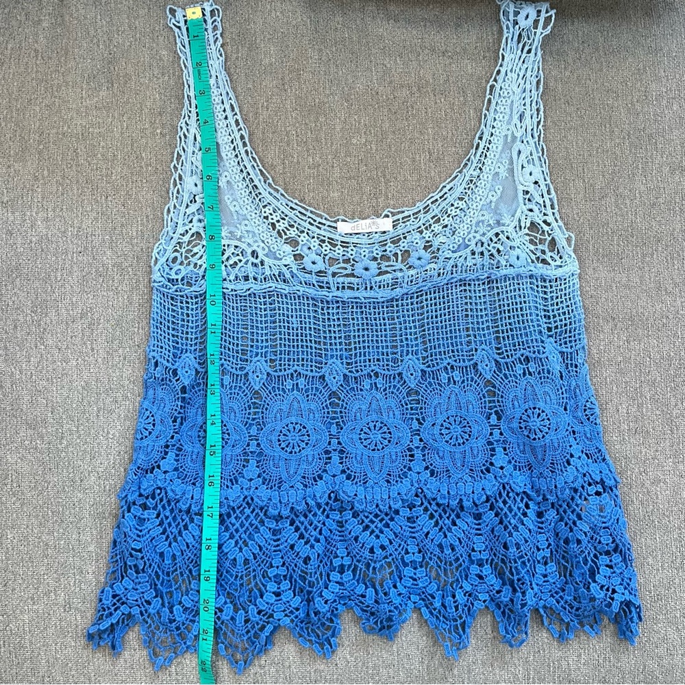 Delia’s Y2K Ombre Crochet Tank Top Size Small Festival Layering Coastal Cowgirl - Picture 9 of 9